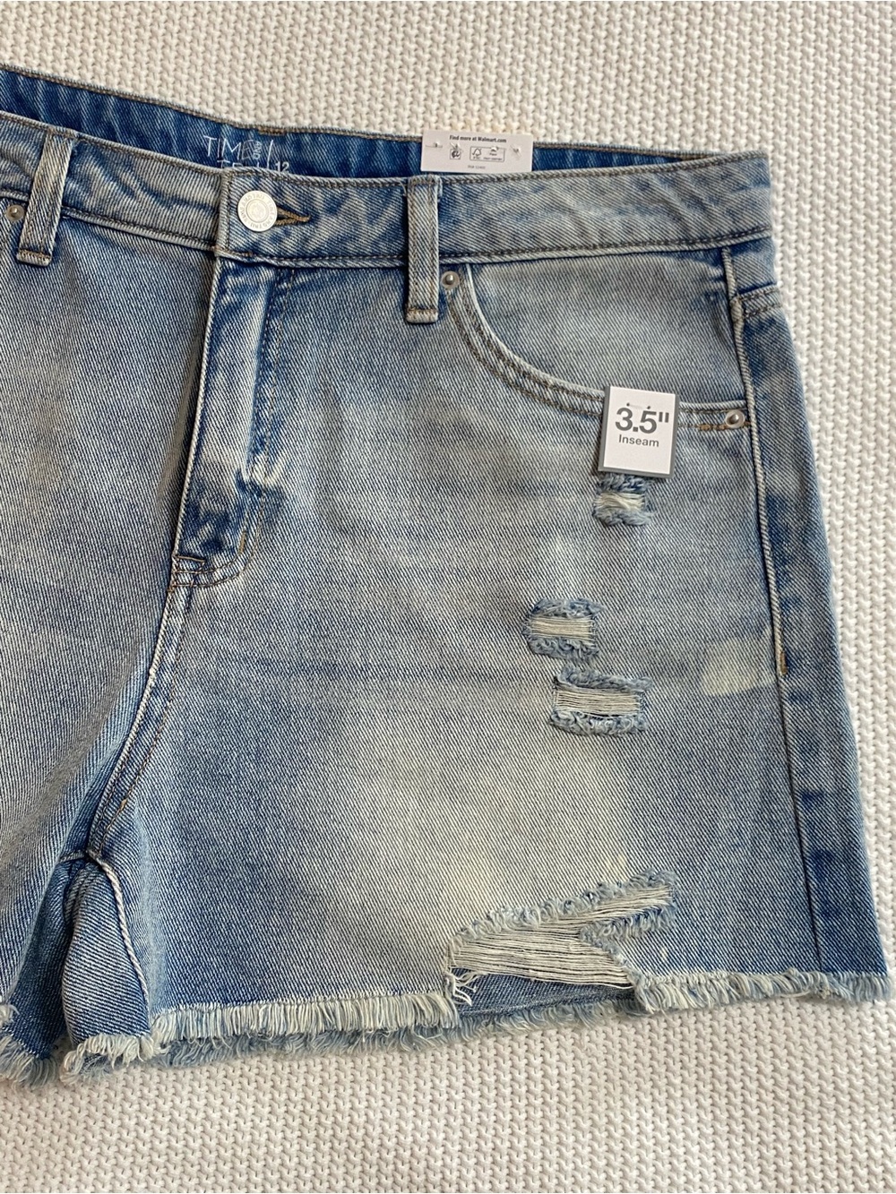 Time and Tru Light Blue Distressed Denim Shorts - Picture 4 of 6